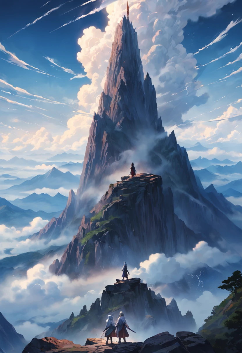 In the midst of a vast mountain range,Two sword-shaped peaks that were thousands of feet tall stood 100 meters apart under the vast sea of clouds。These two sword-shaped peaks are very steep,It looked as if two enlarged versions of Excalibur were inserted between heaven and earth,There is nothing to climb。At the top of these two sword-shaped peaks,It was less than a hundred meters away from the vast sea of clouds in the sky,And at the top of the mountain,There is a faint mist,Obscured by fog,The scene at the top of the mountain is confused,Obscured,Vaguely, though,It can still be found at the top of two sword-shaped peaks,There were two people standing there quietly,It looks like a stone statue,Don't move,Only the fierce wind in the sky blew the clothes and hair of the two men in the wind。