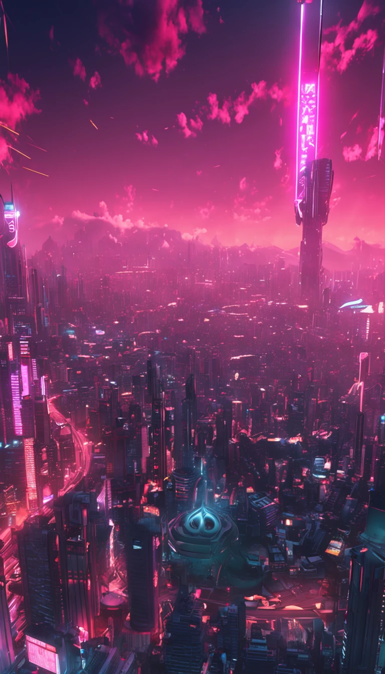anime big breast Looking up Vast and epic cyberpunk Shanghai 8K The is very detailed top-quality