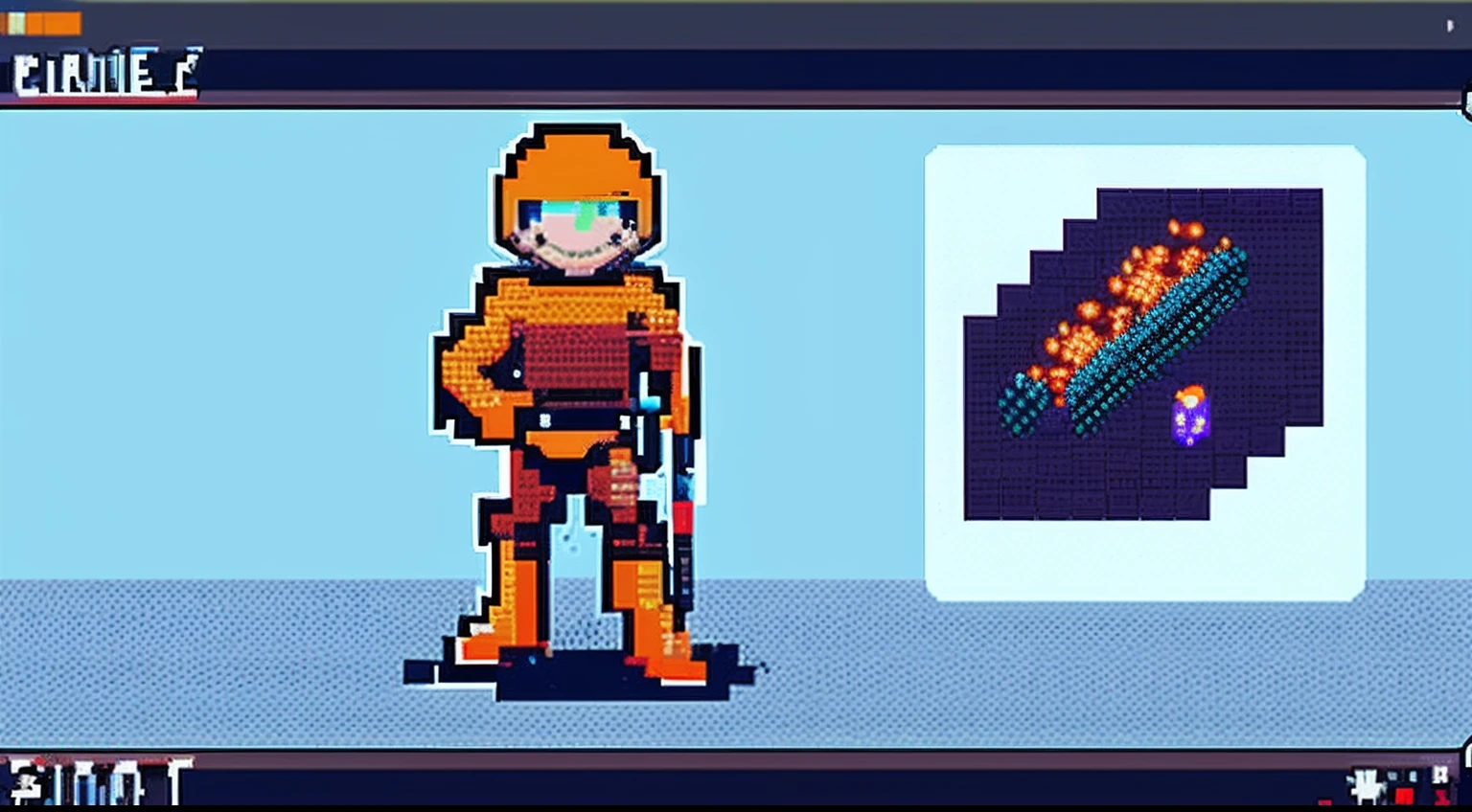 pixel game,character design,Sci-fi suit,Warrior with a laser gun, Pixel art #pixelart