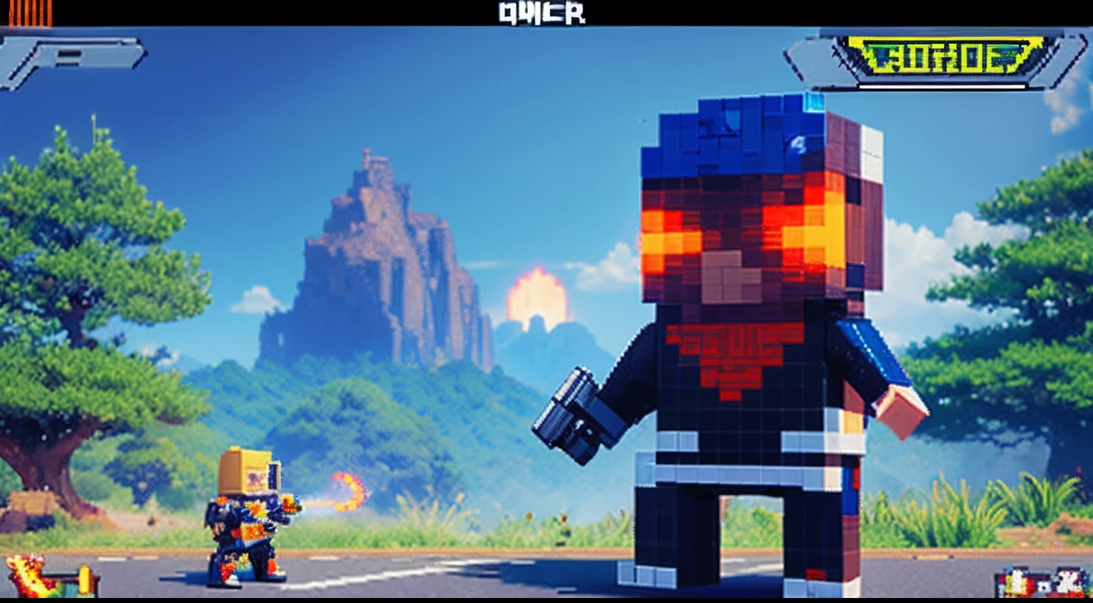 pixel game,character design,Sci-fi suit,Warrior with a laser gun, Pixel art #pixelart