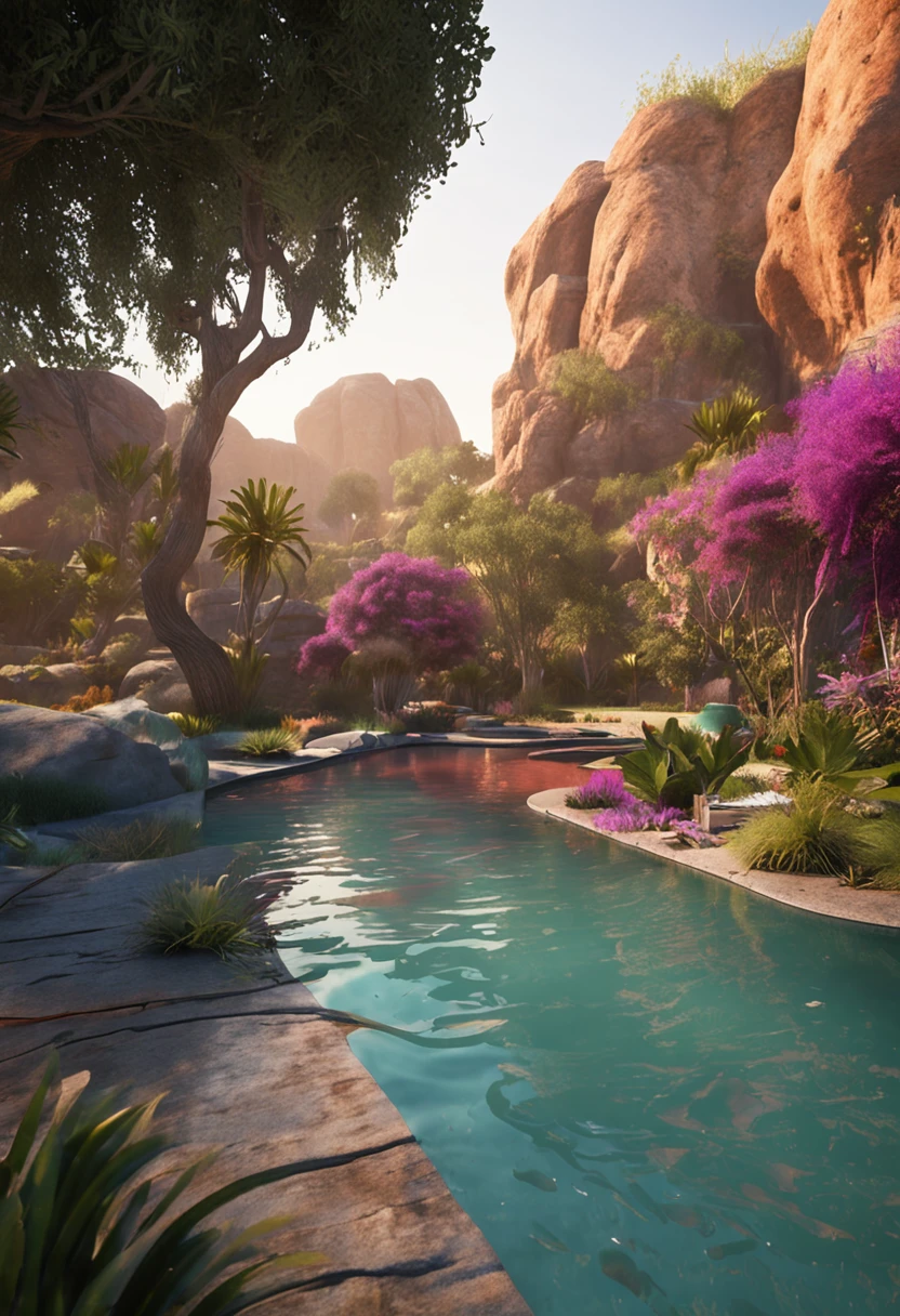 water system ,Water screen movie,Landscape renderings,Landscape design,early evening,the trees,venue,Metering,depth of fields