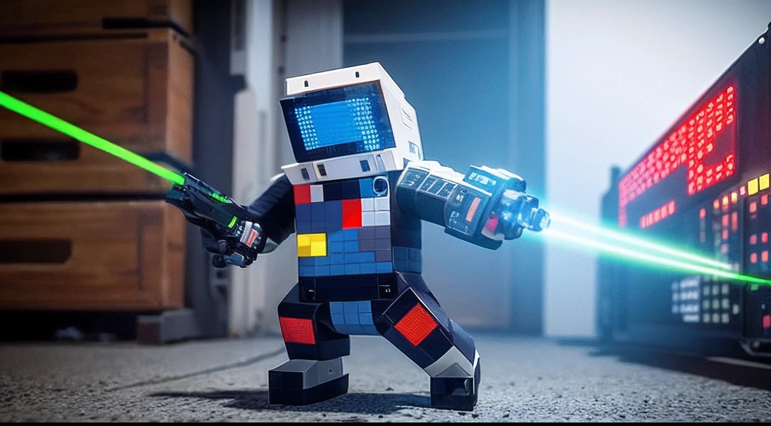 pixel game,character design,Sci-fi suit,Warrior with a laser gun, Pixel art #pixelart