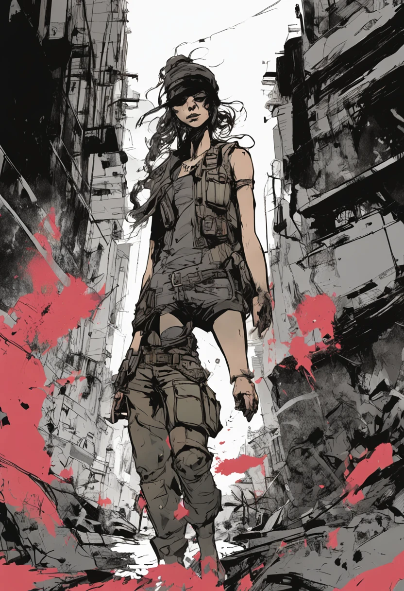 Full body portrait of beautiful and slender Salina Gomez, (((yoji shinkawa))) High quality cell shadow illustration in post-apocalyptic style