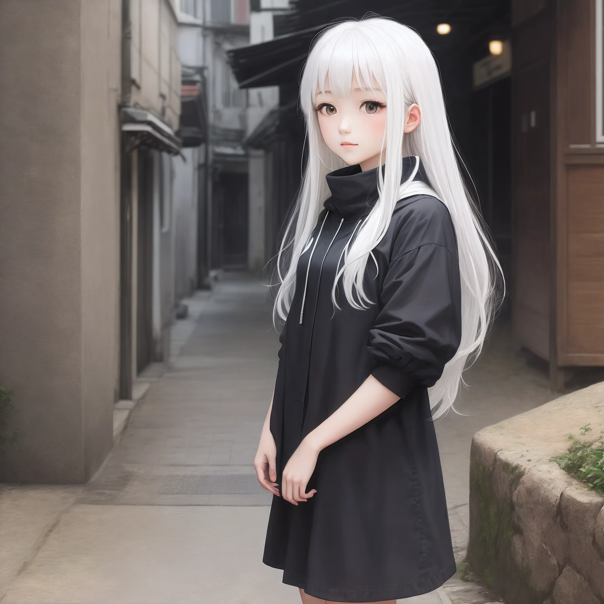 White-haired girl，nakeness