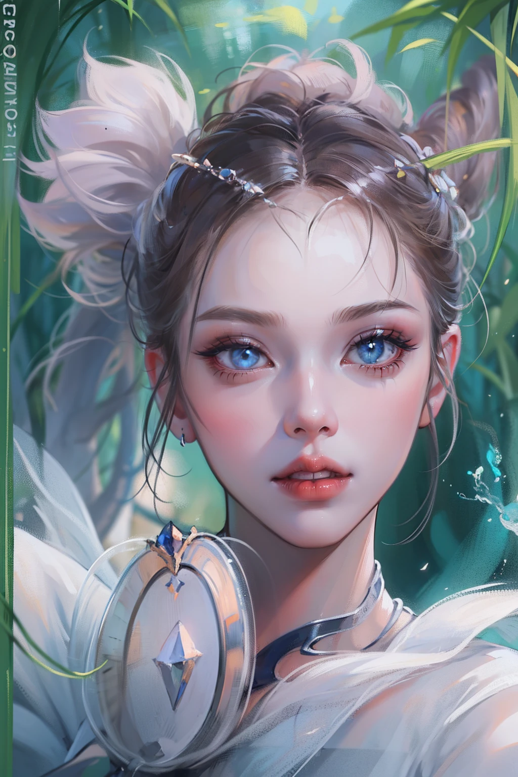 Ballerina，Swan Lake，White tutu，Portrait of a ballerina，Lake reeds，Guviz，Fantasy art style, beautiful fantasy maiden，perfect bodies，Exquisite and perfect facial features，美丽细致的眼睛，long eyelasher，Delicate eyeliner，Blue eyes，Dark pupils，There are bright spots in the eyes，almond eyes，Beautiful lip details，8K high-definition，anatomy correct，Oil painting thick painting style