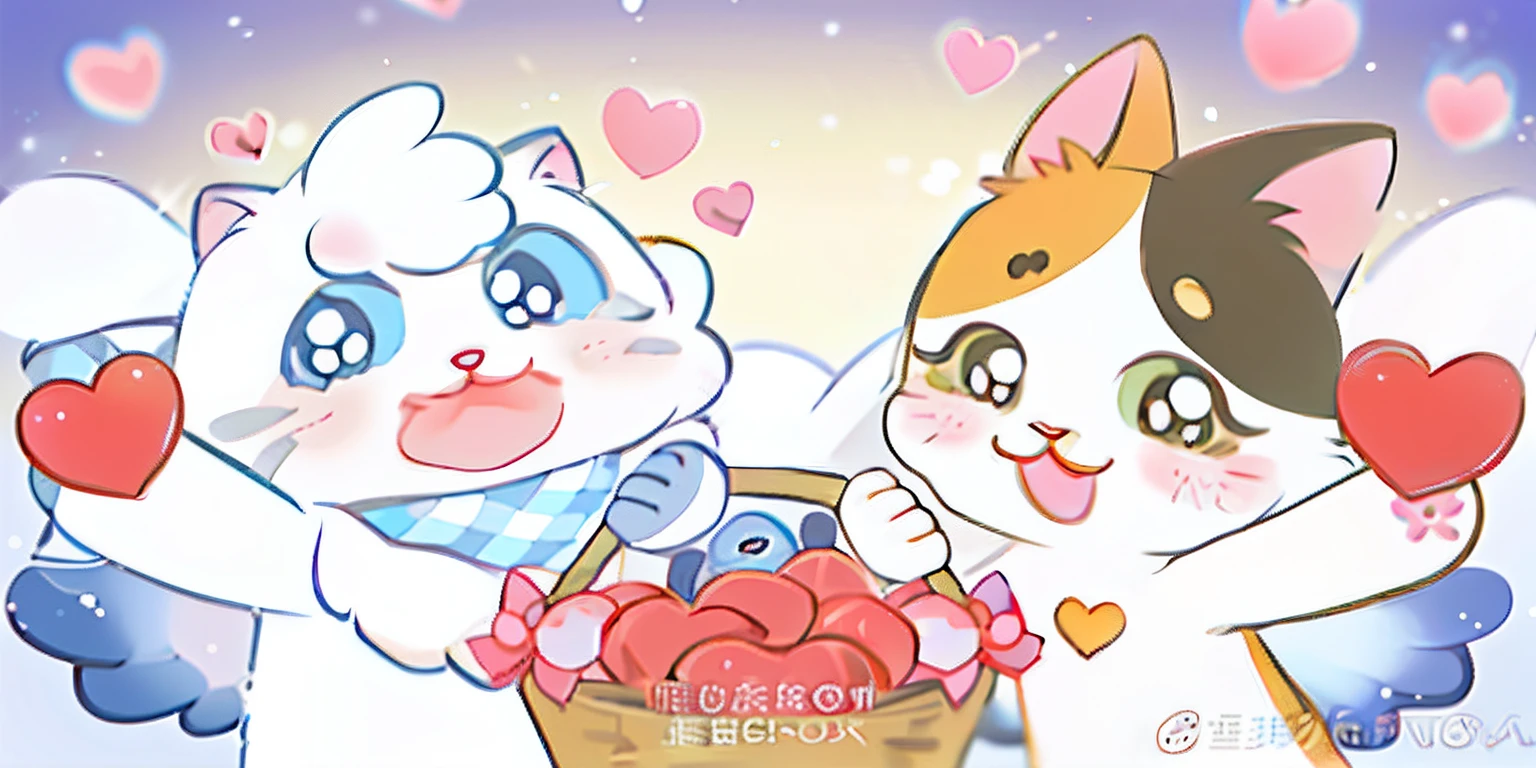 Cartoon cat and kitten with heart in basket, 🍁 Cute, cute cute, Cute:2, komono, Cute cartoon, So cute, Cute cats, Cute and lovely, cute artwork, Very cute, lovely art style, Cute anime, super cute and friendly, Kawaii cat, Fanart, cutecore, Super cute