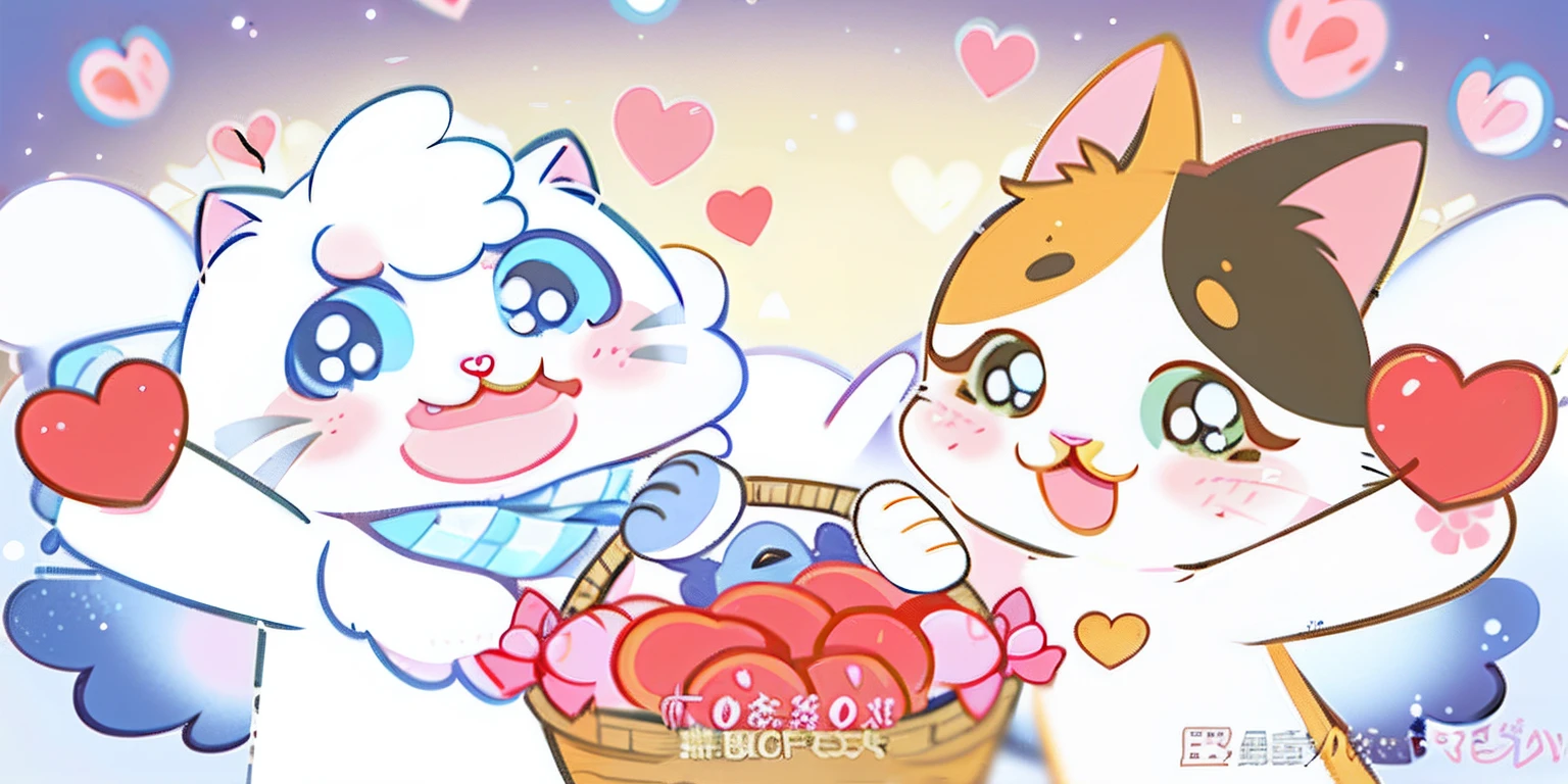 Cartoon cat and kitten with heart in basket, 🍁 Cute, Cute cute, Cute:2, komono, Cute cartoon, So cute, Cute cats, Cute and lovely, cute artwork, Very cute, lovely art style, Cute anime, super cute and friendly, Kawaii cat, Fanart, cutecore, Super cute,Hug and kiss