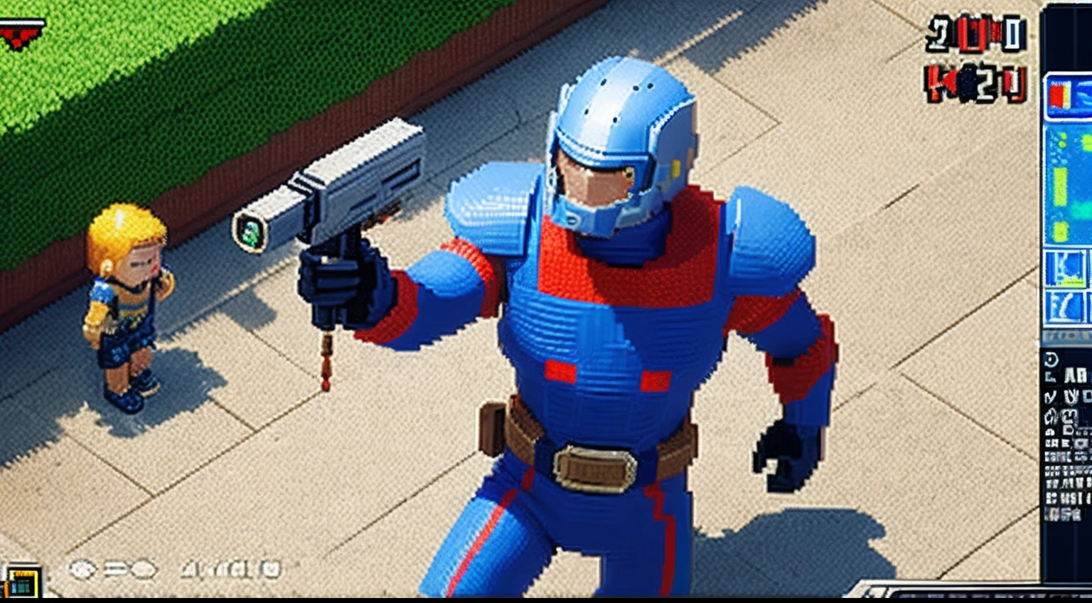pixel game,character design,Sci-fi suit,Warrior with a laser gun, Pixel art #pixelart