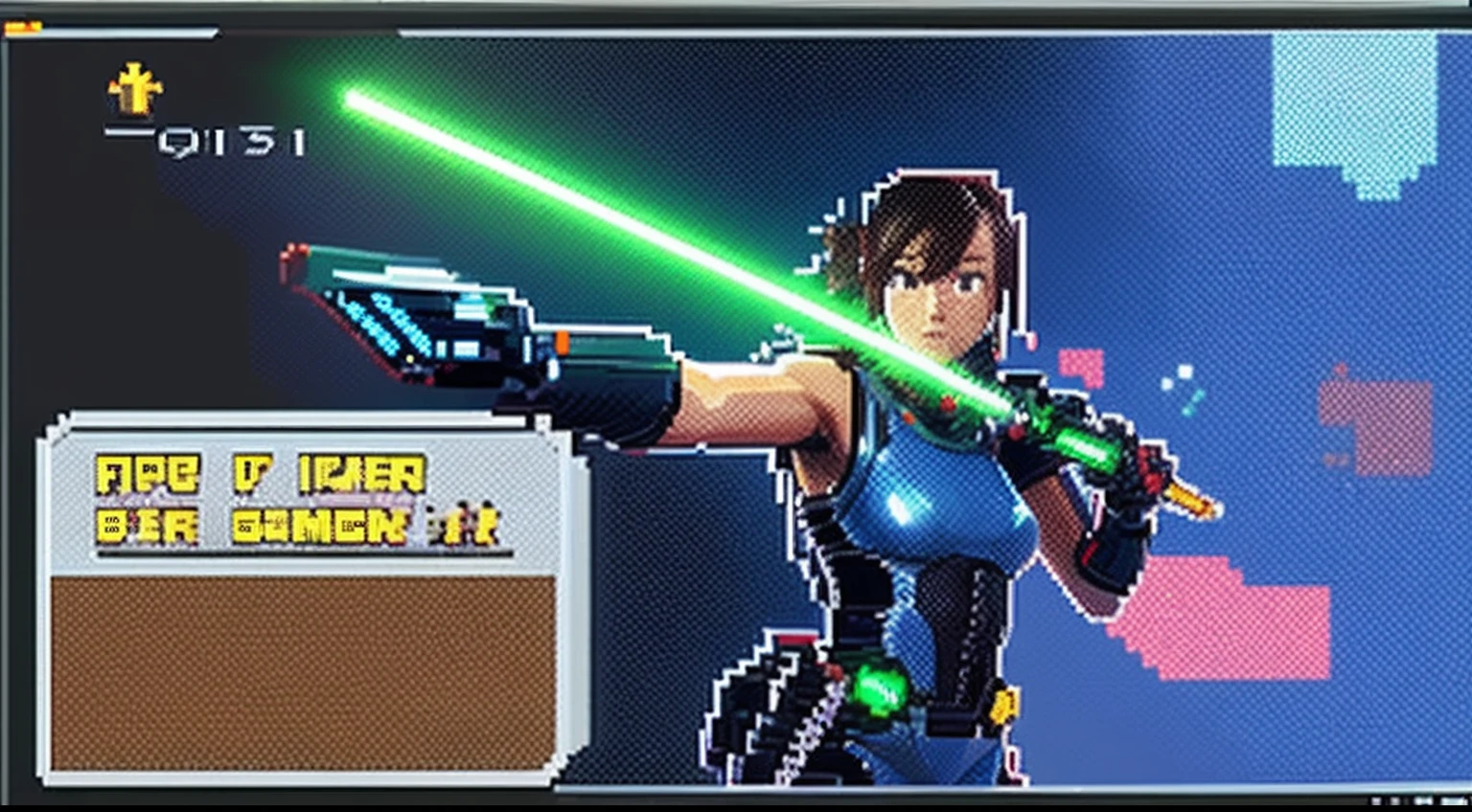 pixel game,character design,Sci-fi suit,Warrior with a laser gun, Pixel art #pixelart