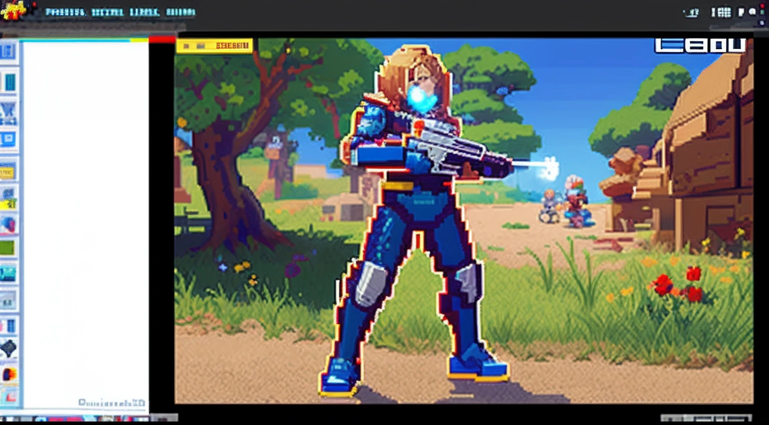 pixel game,character design,Sci-fi suit,Warrior with a laser gun, Pixel art #pixelart