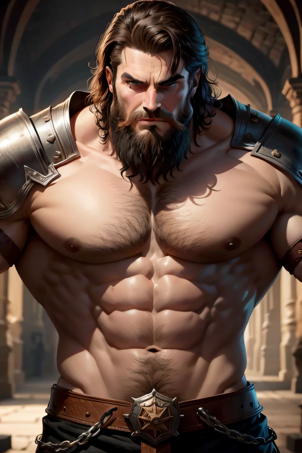 homem, barbarous, forte, medieval