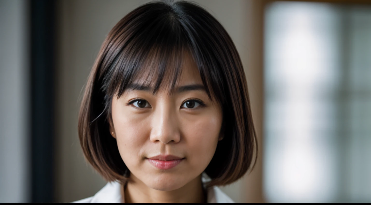 instagram photo, closeup face photo  An empowering portrait of a Japanese businesswoman with a determined expression, highlighting strength and leadership, Fujifilm X-T4 with 56mm f/1.2 lens, studio lighting, executive portrait photography.