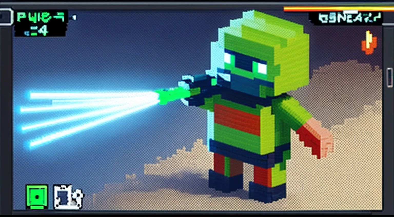 pixel game,character design,Sci-fi suit,Warrior with a laser gun, Pixel art #pixelart