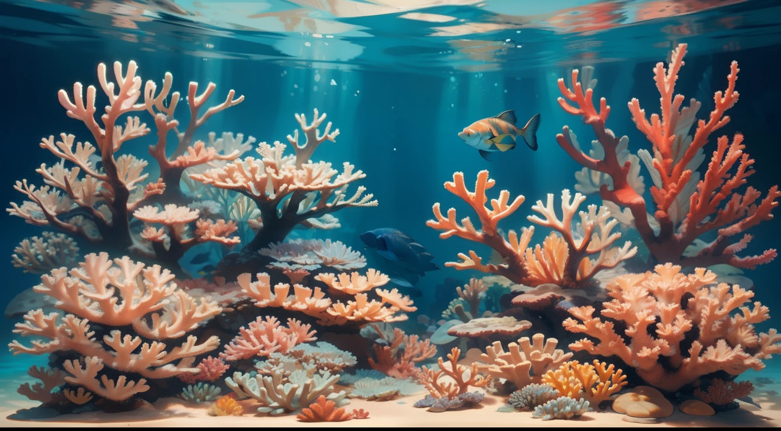 "High quality, masterpiece, underwater, coral reef, fish."