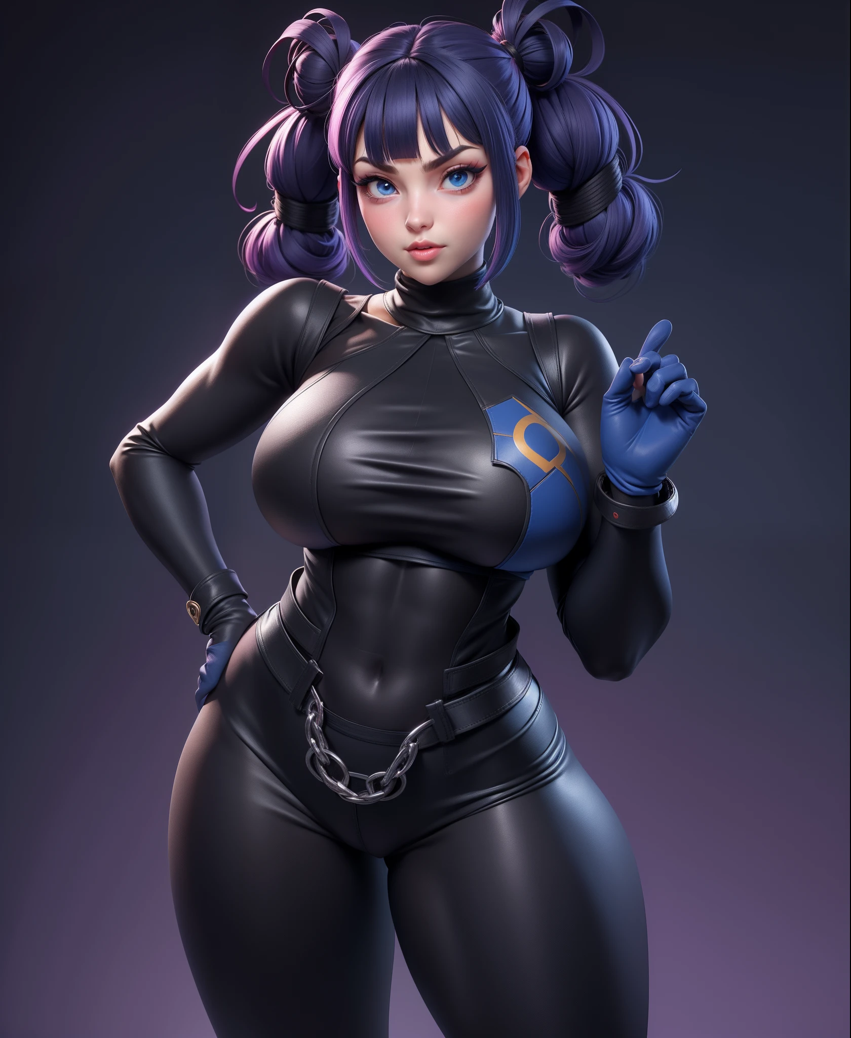 (shygal), (sexy), (((Very large tight breasts))), curvy, slim, long hair, full body, color theory, (((Concept art))), (stockings), (buckle boots), (belts), ((hood)), mask, arms, legs, body, ((solo)), (((Single color background))), masterpiece, Ultra hd, large thighs, hand sleeves, (((Undressing)))