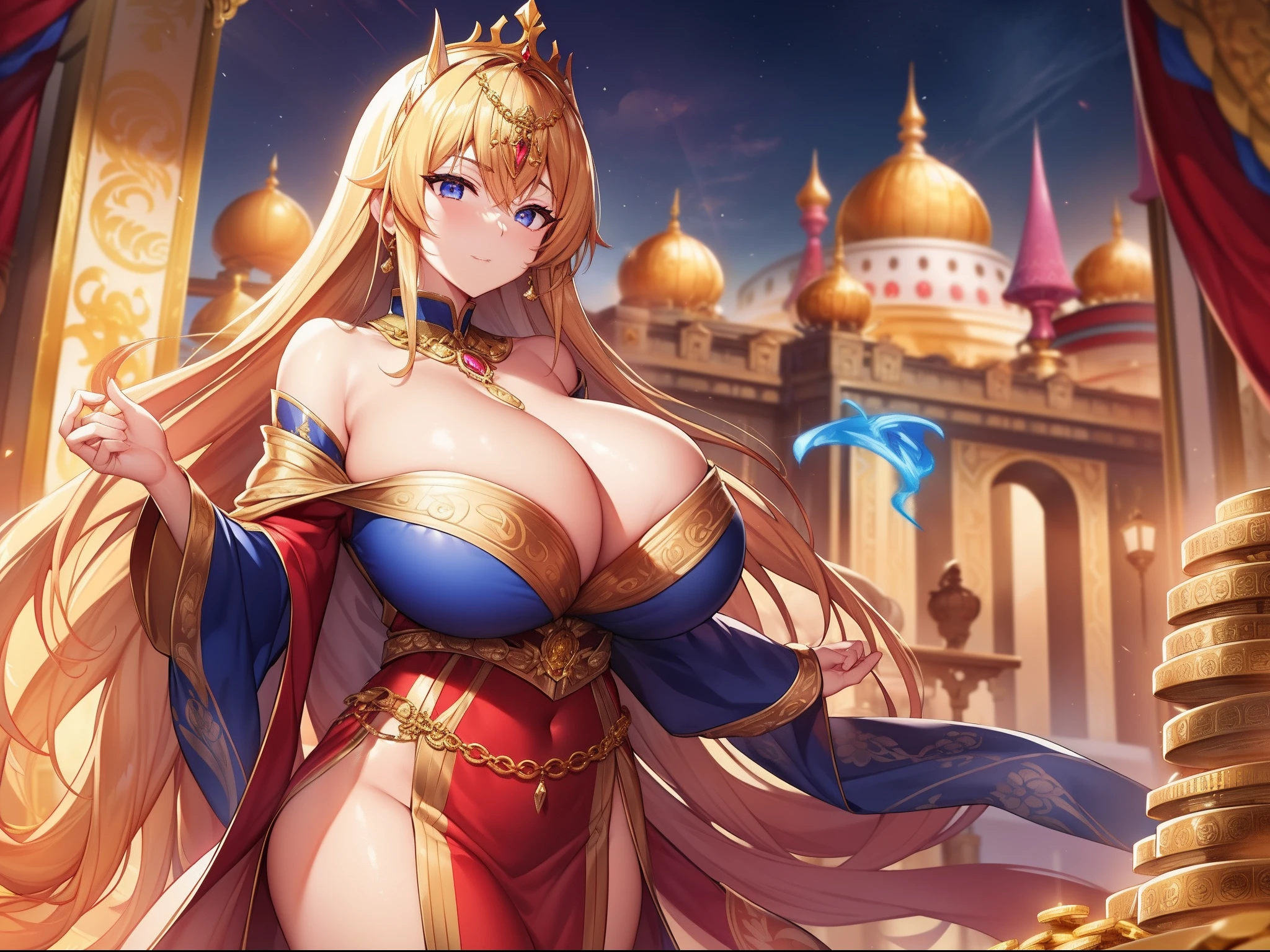 masterpiece++、top-quality++、ultra-definition++、ultra-definition++、4K++、8K++、From Side、(Background Focus)++、(View of a woman's buttocks from below)+、Woman in sexy clothes、Cast a giant chest spell filled with gold coins and nuggets in the golden palace that destroys the city、Huge chest runes filled with gold coins and nuggets in the golden palace、The magic of a huge chest filled with gold coins and nuggets in the Golden Palace、Huge chest filled with gold coins and nuggets in the golden palace flying overhead、Giant chest magician filled with gold coins and nuggets in the Golden Palace、Huge breasted goddess filled with gold coins and nuggets in the golden palace、detailed fantasy art、Fantasy Art Style、Break beautiful ancient golden palace filled with huge witches of gold coins and gold bullion、Huge chested queen filled with gold coins and nuggets in the golden palace、Fantasy Art Behans、Huge chest magician filled with gold coins and gold nuggets in a beautiful golden palace、Giant magician filled with gold coins and nuggets in a beautiful golden palace、Huge fragments filled with gold coins and nuggets in a shiny floating golden palace、Huge chest magic circle filled with gold coins and nuggets in the Golden Palace、 Sparks filled with gold coins and nuggets in a dazzling golden palace、Huge chest chains filled with gold coins and nuggets in the Golden Palace、Huge chest wind filled with gold coins and nuggets blows hair in the golden palace、Blake Isekai Beautiful、Huge chest crown filled with gold coins and nuggets in the golden palace、Detailed clothing、Mischievous aura、Bewitching face、Tall body、Mature body、Seductive body、爆乳、detailed beautiful faces、detailed shiny eyes、Detailed skin、full bodyBREAK、detaileds、realisitic、4K highly detailed digital art、octan render、bio luminescent、BREAK8K resolution concept art、真实感、Studio Map、masterpiece、top-quality、Official art、illustratio、ligne claire、(Cool_Color)、perfect-composition、absurderes、Fantasia、Focused、thirds rule