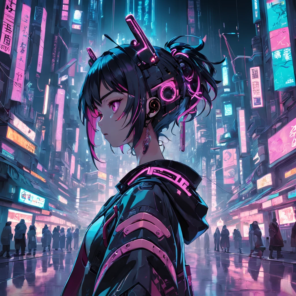 senhora cyberpunk futurista