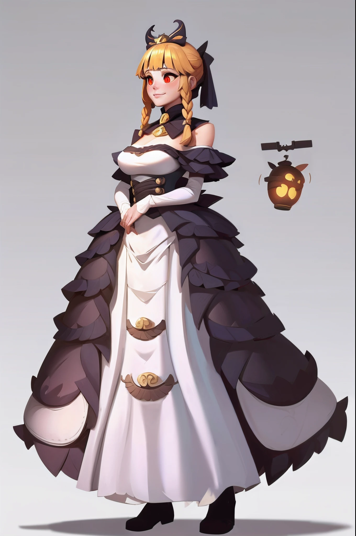 1girll、Carrying a suitcase、ta costume、dual horsetail、独奏,full bodyesbian,standing on your feet,European and American cartoon design,white backgrounid,Magical fantasy design,character concept design,tmasterpiece,best qualtiy,Best resolution,high definition detail