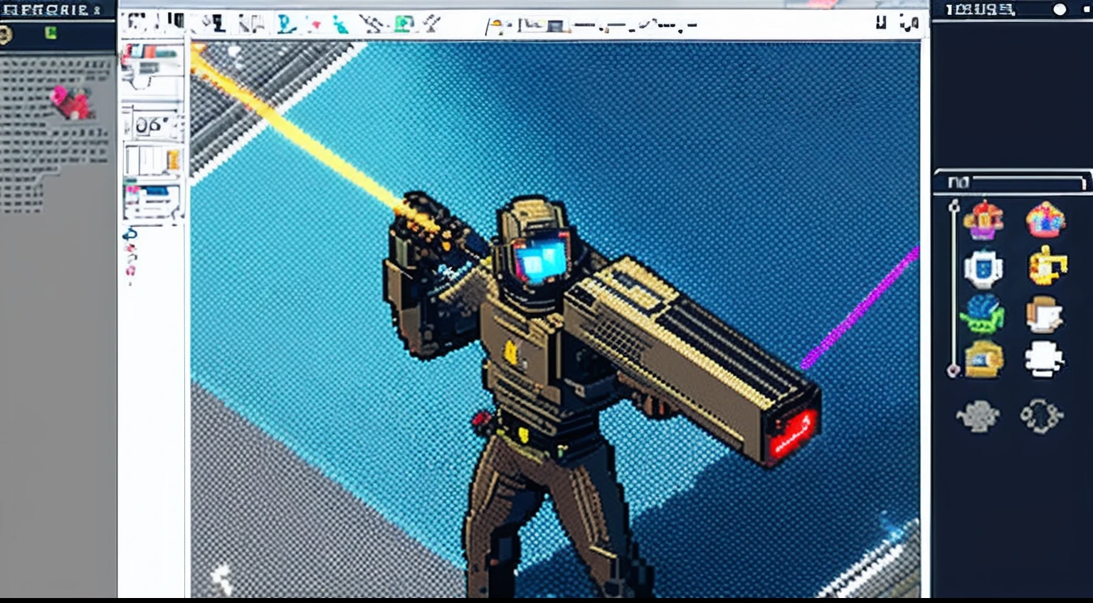 pixel game,character design,Sci-fi suit,Warrior with a laser gun, Pixel art #pixelart