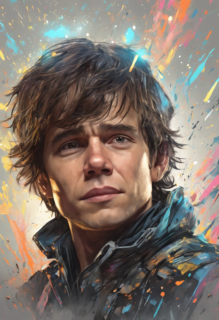 A front facing portrait of a charming and cheerful teenage boy who looks like Jim Carrey and Tom Cruise son, illuminated by soft yellow studio lighting, wearing a black t-shirt against a grey background, rendered in the style of Disney Pixar, luminism, art by Carne Griffiths and Wadim Kashin concept art, 4k resolution, fractal isometrics details bioluminescence , 3d render, octane render, intricately detailed , cinematic, trending on artstation Isometric Centered hyperrealistic cover photo awesome full color, hand drawn , gritty, realistic mucha , hit definition , cinematic, on paper, ethereal background, abstract beauty,stand, approaching perfection, pure form, golden ratio, minimalistic, unfinished, concept art, by Brian Froud and Carne Griffiths and Wadim Kashin and John William Waterhouse, intricate details, 8k post production, high resolution, hyperdetailed, trending on artstation, sharp focus, studio photo, intricate details, highly detailed, by greg rutkowski
