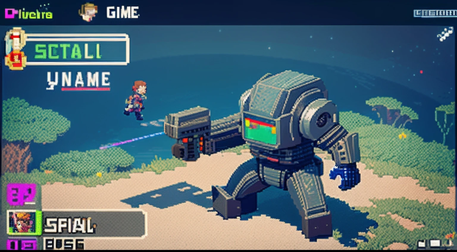pixel game,character design,Sci-fi suit,Warrior with a laser gun, Pixel art #pixelart