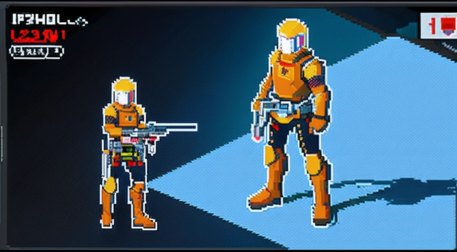 pixel game,character design,Sci-fi suit,Warrior with a laser gun, Pixel art #pixelart