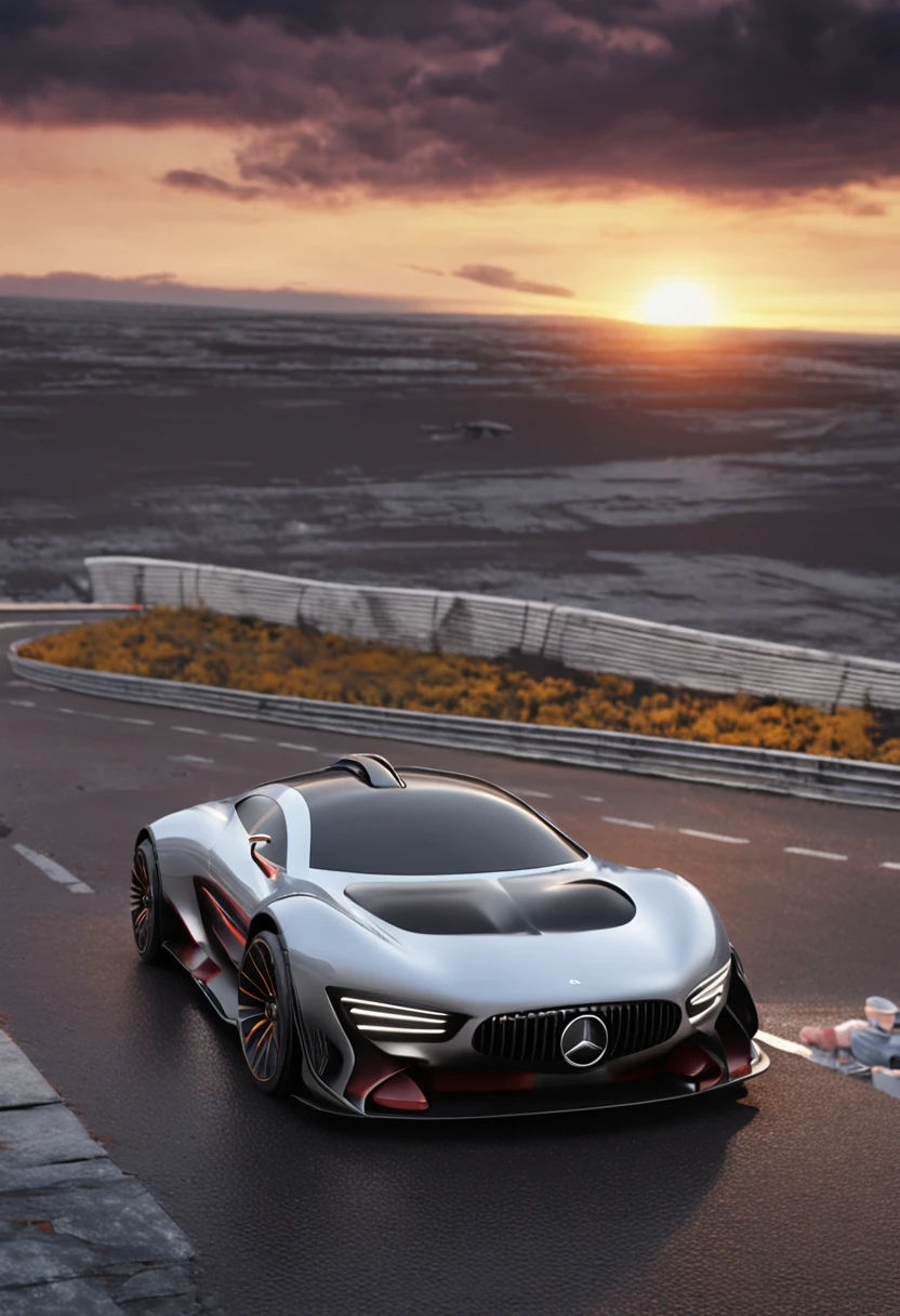 mercedes mclaren coupe r1 sport car concept beautiful sculptural, unreal engine, sunset, shanghai, hiperrealistic, cinematic, metaverse --uplight