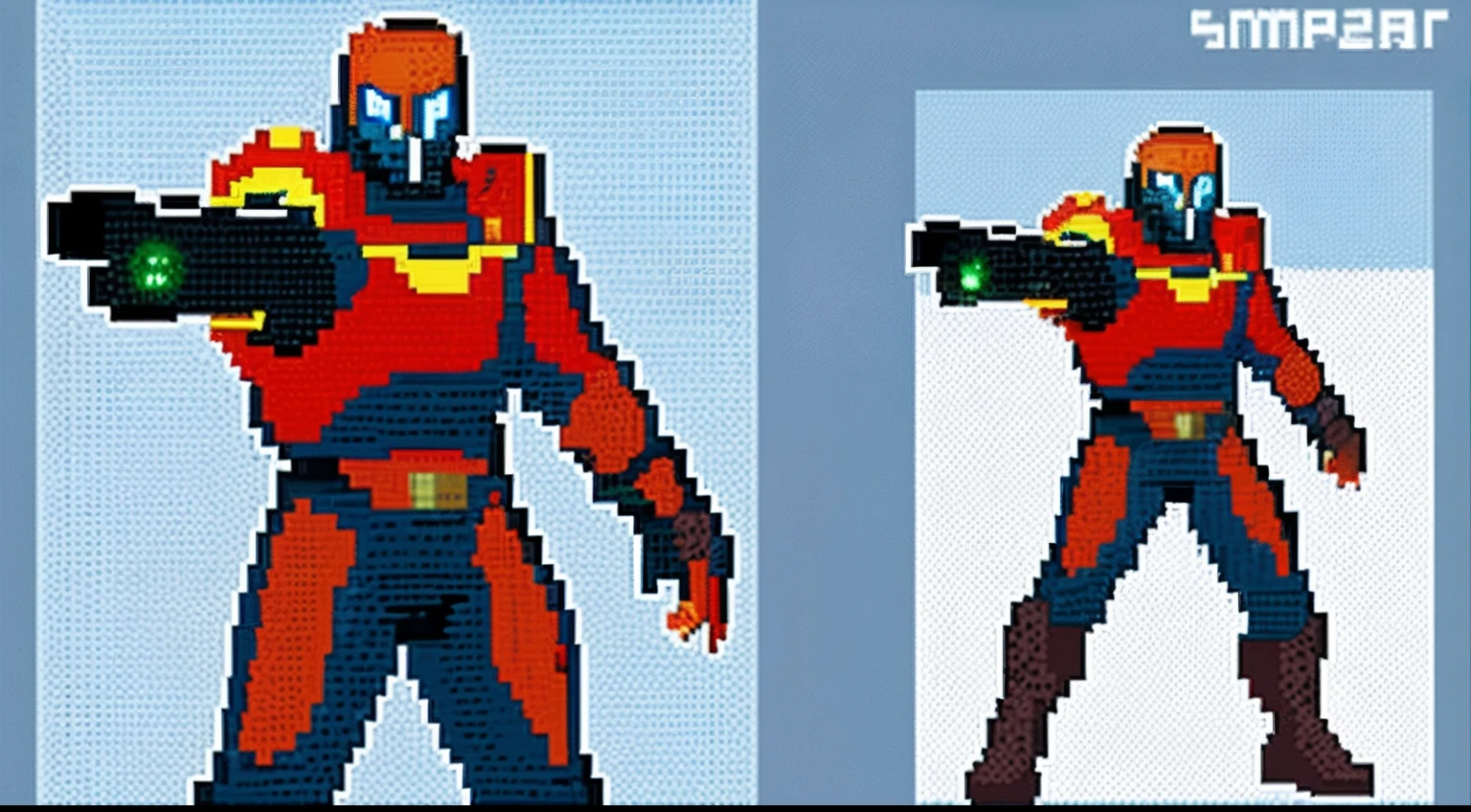 pixel game,character design,Sci-fi suit,Warrior with a laser gun, Pixel art #pixelart