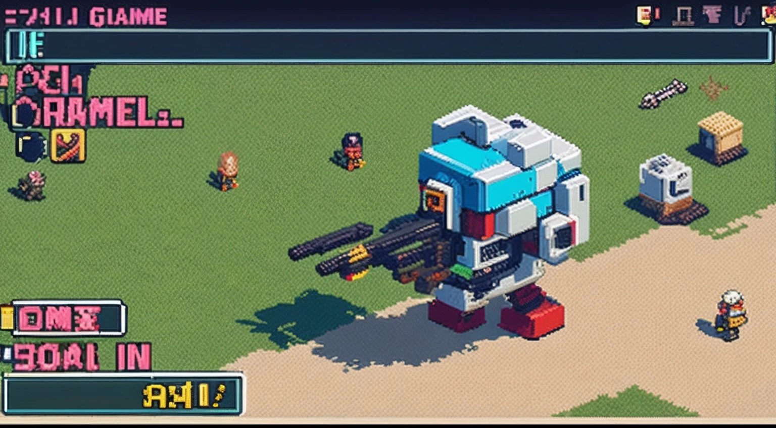 pixel game,character design,super mecha,All kinds of artillery, Pixel art #pixelart