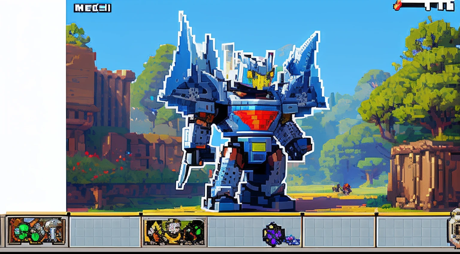 pixel game，character  design，super mecha，All kinds of artillery， Pixel art #pixelart