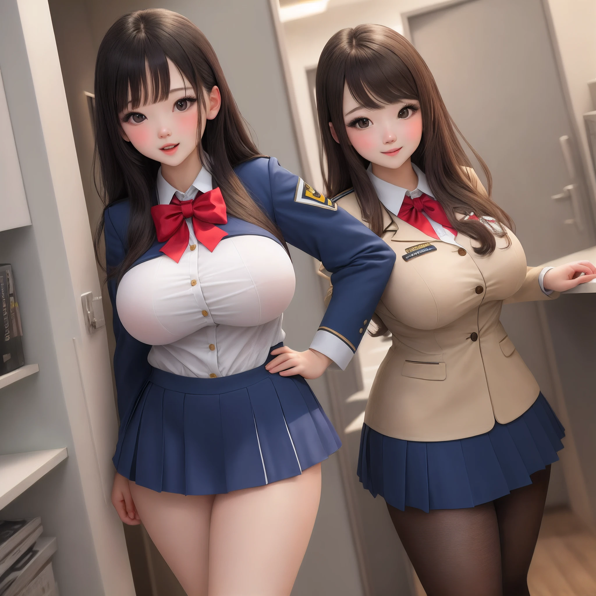 Girl Big Tits Short Uniform Cute Pose
