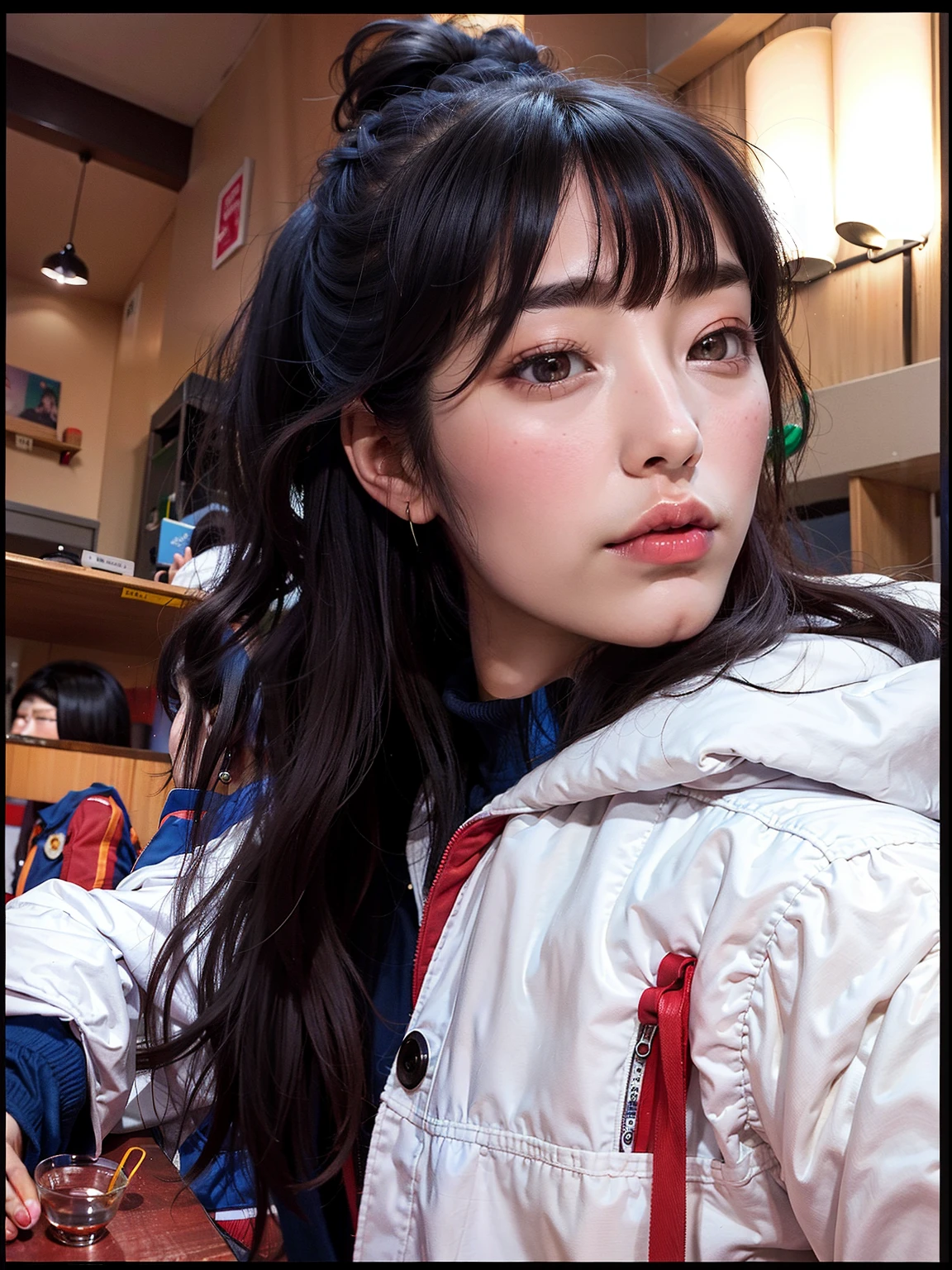 Woman with long hair and white jacket, ulzzangs, gongbi, xintong chen, xision wu, chiho, Zhang Wanting, wenfei ye, E-Girl, e - girl, sakimichan, zmonzheng, 🤤 girl portrait, shikamimi, Choi Hyun-hwa, dang my linh