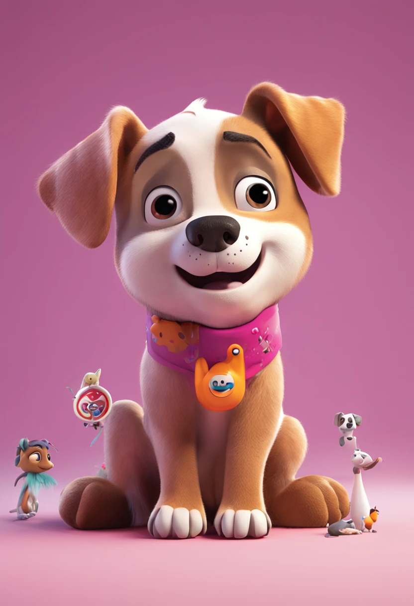 o cachorrinho,Use the alphabet and animals next to cute number painting, Stylized 3D, adorable digital art, 3D rendering of, animation style render, Cute cartoon character, Stylized 3D rendering, Official picture, Fan art, digital art render