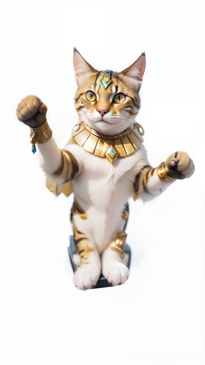 "Transform this cat into an Egyptian god of thunder, seated on a magnificent throne in the background."