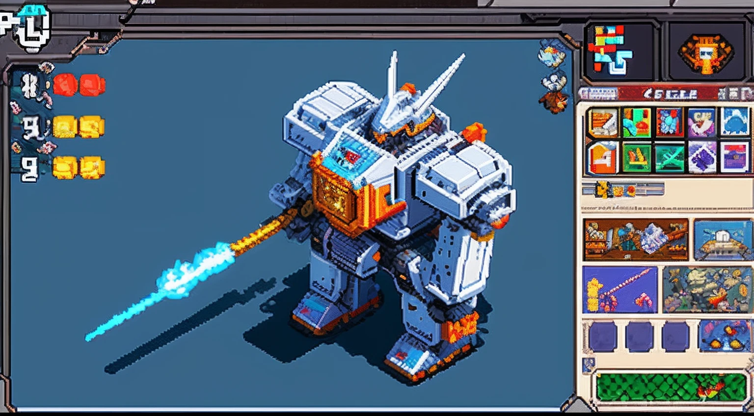 pixel game,character design,super mecha,All kinds of artillery, Pixel art #pixelart