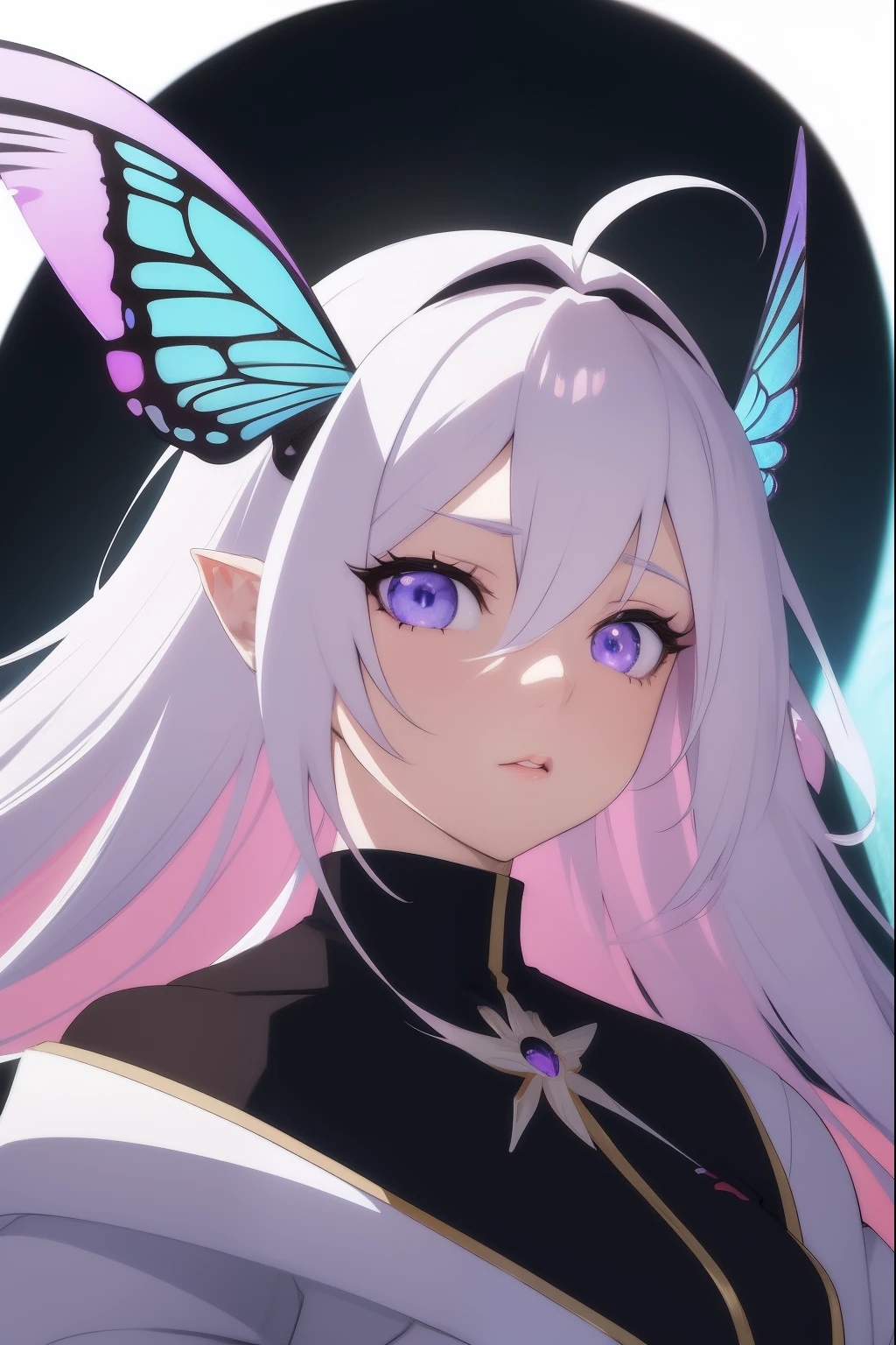 Anime girl with butterfly hair and white hair in the sky,Anime girl with butterfly hair and white hair in the sky,Close-up of a man dressed in white and purple, 2 d anime style, Stylized anime, highly detailed character, live2d virtual youtuber model, Anime Stylization, anime highly detailed, render of a cute 3d anime girl, Anime style. 8K, render of april, close up character, 2D anime girl, Casual pose, cute character,Anime girl with white hair, Blue eyes, Pink ears, anime styled 3d, Stylized anime, Anime style. 8K, Detailed anime soft face, Anime Stylization, render of a cute 3d anime girl, live2d virtual youtuber model, anime highly detailed, close up character, highly detailed character, 4 k octan render, anime style hyper detailed, Fantasy art style, Anime fantasy illustration, Anime fantasy artwork, Guviz-style artwork, anime girl with cosmic hair, a beautiful anime portrait, ! Dream Artgerm, Detailed digital anime art, Stunning anime face portrait, portrait anime space cadet girl, rossdraws portrait, Digital anime illustration,Ultimate fantasy ,butterflys ,Fantasy art style, Anime fantasy illustration, Anime fantasy artwork, Guviz-style artwork, anime girl with cosmic hair, a beautiful anime portrait, ! Dream Artgerm, Detailed digital anime art, Stunning anime face portrait, portrait anime space cadet girl, rossdraws portrait, Digital anime illustration,Ultimate fantasy