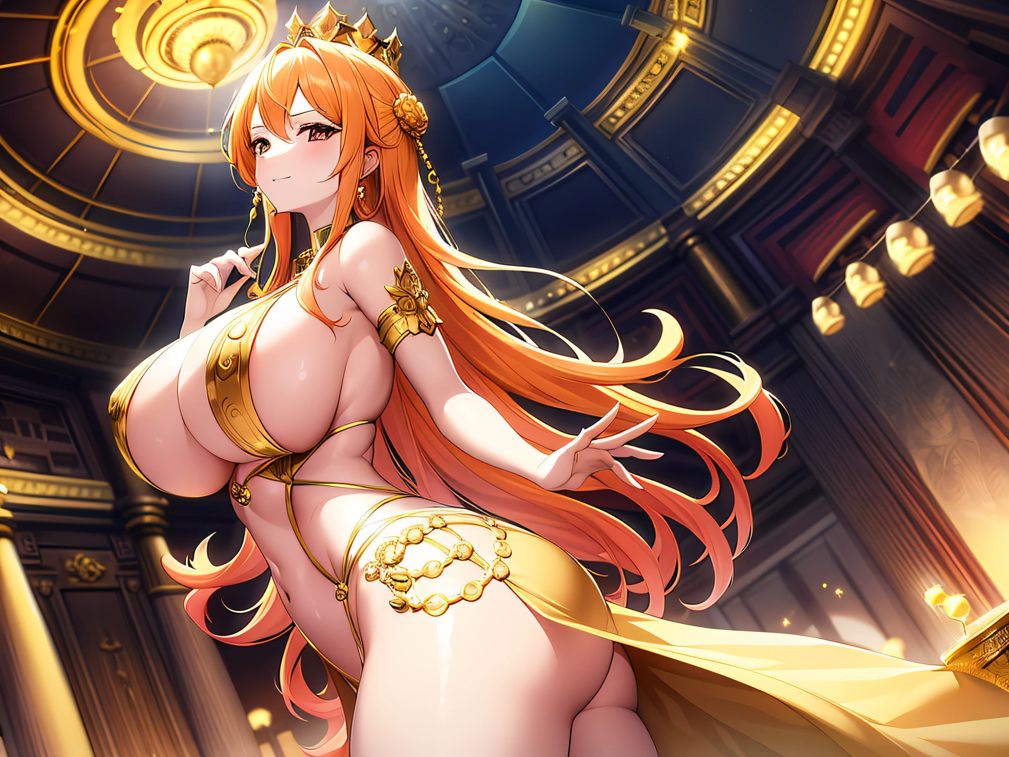 ​masterpiece++、top-quality++、ultra-definition++、ultra-definition++、4k++、8k++、from side、（Background Focus）++、（View of a woman's buttocks from below）+、（Orange hair）+、Sexily dressed woman casts huge breasts spell filled with gold coins and gold nuggets in a golden palace destroying a city、Colossal breasts runes filled with gold coins and nuggets in a golden palace、The magic of huge breasts filled with gold coins and nuggets in the golden palace、Colossal breasts filled with gold coins and nuggets in a golden palace flying above、Colossal breasts magician filled with gold coins and nuggets in a golden palace、Colossal breasts goddess filled with gold coins and nuggets in a golden palace、detailed fantasy art、fantasy art style、Blake Beautiful Ancient Golden Palace Filled with Gold Coins and Gold Bullion Colossal Witch、Colossal breasts queen filled with gold coins and nuggets in a golden palace、Fantasy Art Behans、Colossal breasts magician filled with gold coins and gold nuggets in a beautiful golden palace、Colossal magician filled with gold coins and nuggets in a beautiful golden palace、Colossal fragments filled with gold coins and gold nuggets in a shiny floating golden palace、A huge breasts magic circle filled with gold coins and nuggets in a golden palace、 Sparks filled with gold coins and nuggets in a dazzling golden palace、Colossal breasts chains filled with gold coins and nuggets in a golden palace、Wind blowing hair of huge breasts filled with gold coins and gold nuggets in a golden palace、Blake Isekai Beautiful、Colossal breasts crown filled with gold coins and nuggets in a golden palace、Detailed clothing、Mischievous aura、Bewitching face、tall body、Mature body、seductive body、爆乳、detailed beautiful faces、detailed shiny eyes、Detailed skin、Full body break、detaileds、realisitic、4K highly detailed digital art、octan render、bio luminescent、BREAK8K resolution concept art、真实感、Mappa Studio、​masterpiece、top-quality、Official Art、illustratio、Ligne Claire、(cool_color)、perfect-composition、absurderes、Fantasia、Focused、thirds rule