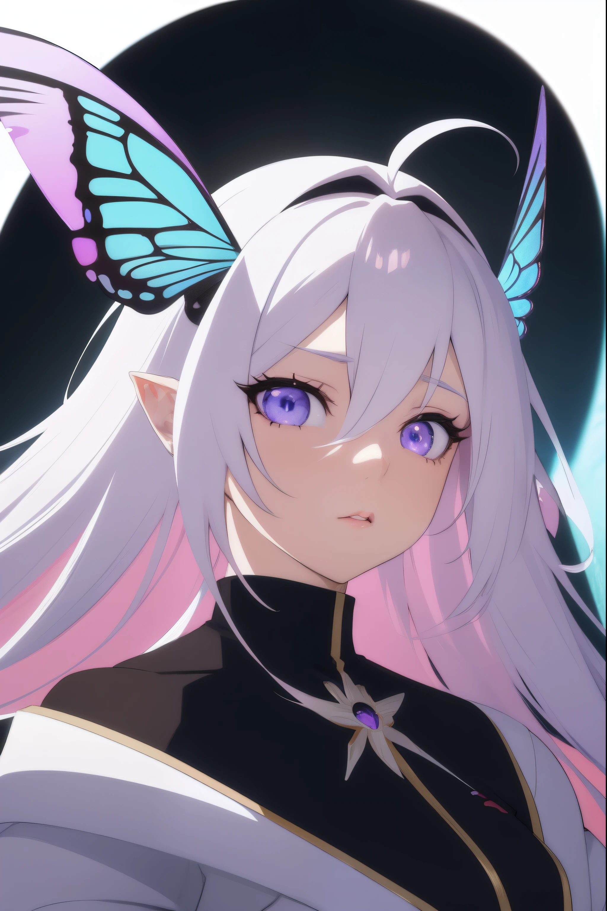 Anime girl with butterfly hair and white hair in the sky,Anime girl with butterfly hair and white hair in the sky,Close-up of a man dressed in white and purple, 2 d anime style, Stylized anime, highly detailed character, live2d virtual youtuber model, Anime Stylization, anime highly detailed, render of a cute 3d anime girl, Anime style. 8K, render of april, close up character, 2D anime girl, Casual pose, cute character,Anime girl with white hair, Blue eyes, Pink ears, anime styled 3d, Stylized anime, Anime style. 8K, Detailed anime soft face, Anime Stylization, render of a cute 3d anime girl, live2d virtual youtuber model, anime highly detailed, close up character, highly detailed character, 4 k octan render, anime style hyper detailed, Fantasy art style, Anime fantasy illustration, Anime fantasy artwork, Guviz-style artwork, anime girl with cosmic hair, a beautiful anime portrait, ! Dream Artgerm, Detailed digital anime art, Stunning anime face portrait, portrait anime space cadet girl, rossdraws portrait, Digital anime illustration,Ultimate fantasy ,butterflys ,Fantasy art style, Anime fantasy illustration, Anime fantasy artwork, Guviz-style artwork, anime girl with cosmic hair, a beautiful anime portrait, ! Dream Artgerm, Detailed digital anime art, Stunning anime face portrait, portrait anime space cadet girl, rossdraws portrait, Digital anime illustration,Ultimate fantasy