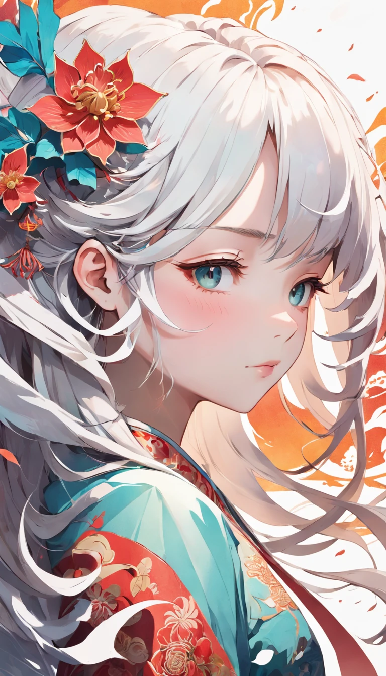 "(White background:1.4),(Silhouette of a girl's head, Eyes closed, colorfull long hair, Oriental elements),(Chinese illustration:1.3,paper art:1.3, Quilted paper art:1.2),(reasonable design, Clear lines, High sharpness, Best quality, The is very detailed, Masterpiece, movie light effect, 4K)"
