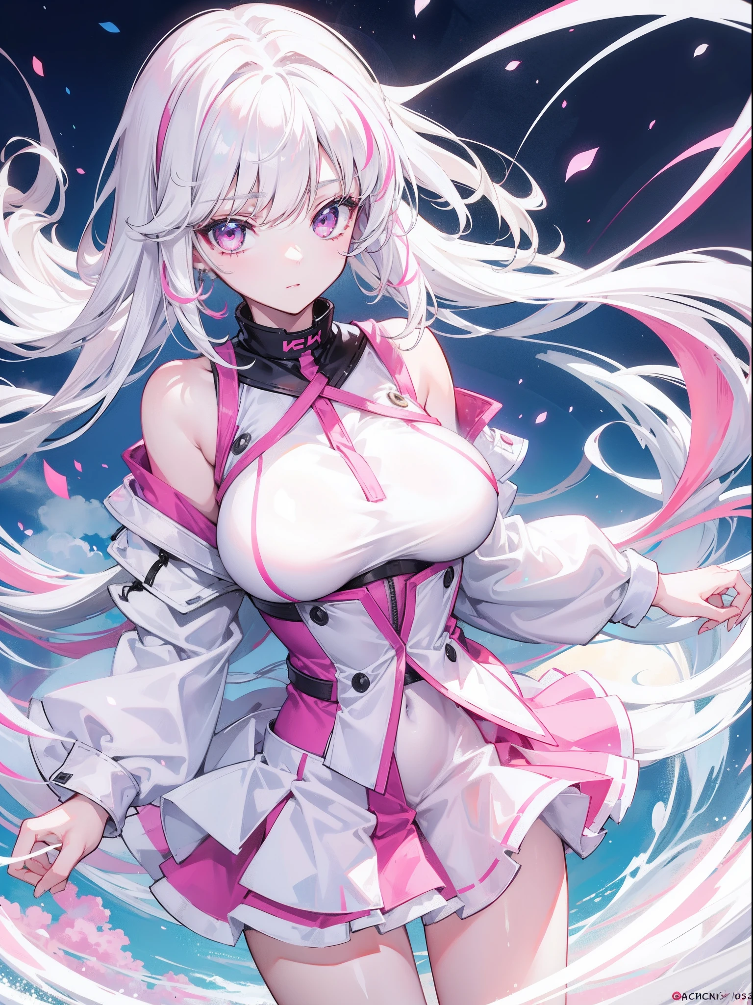 (Need,tmasterpiece),Frigidity,1girl,whaite hair,long whitr hair,Hairline,By bangs,Pink eyes,beautidful eyes,White swimsuit,white stockings,(Bigboobs:1.2),droopy bosom,areola of breast,Fair skin,camel-toe,seen from the side,
