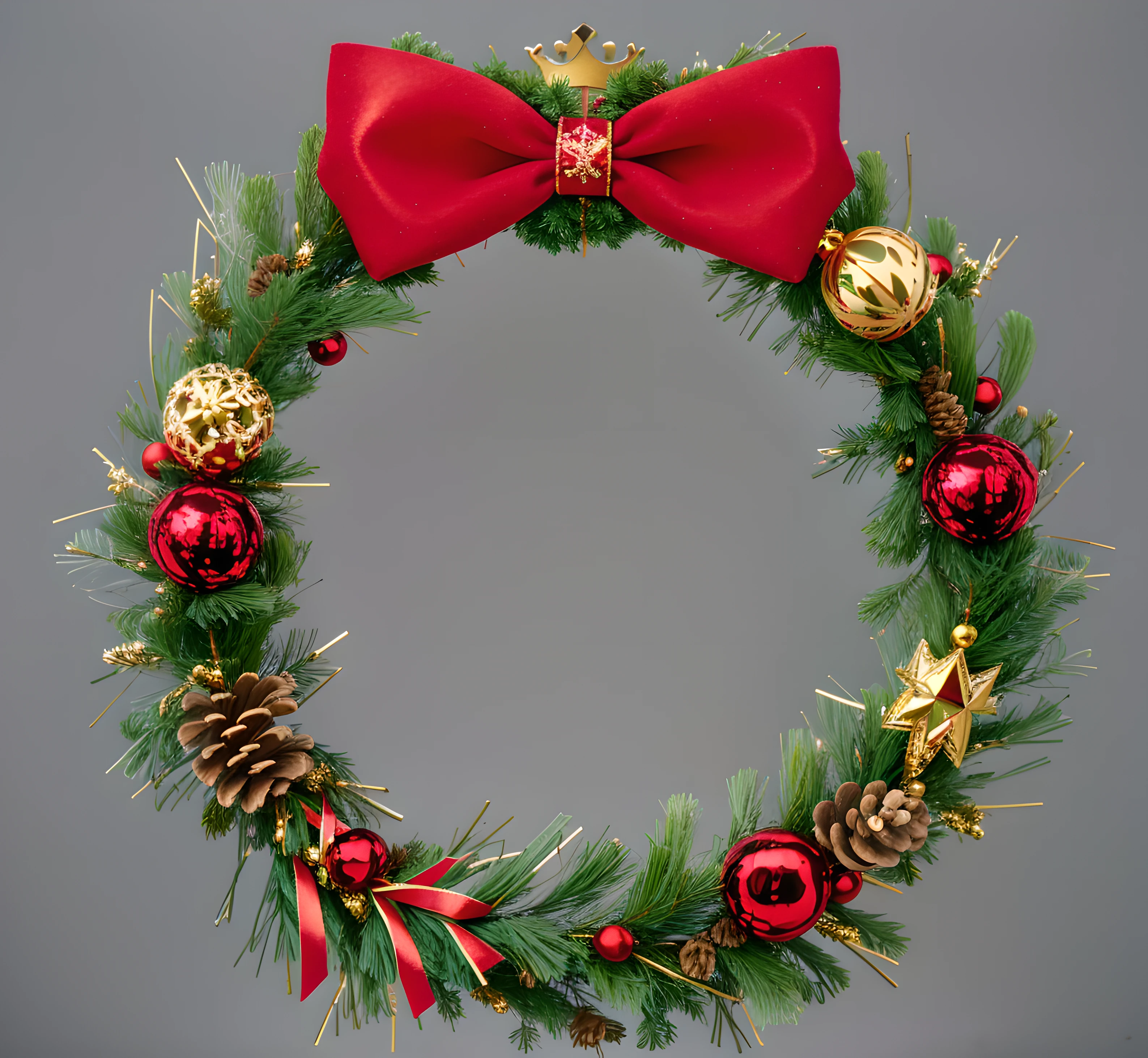 There is a wreath on it,It has pine cones and decorations on it, festivity, hight decorated, ornamental halo, ornament crown, Christmas, Merry, Holiday, intricate ornament halo, cheerfulness!!!, Grand!, 2018, 2 0 1 8, festivity, 2015, 2 0 1 5, hyper realisitc, added detail, delicacy, 8K!!