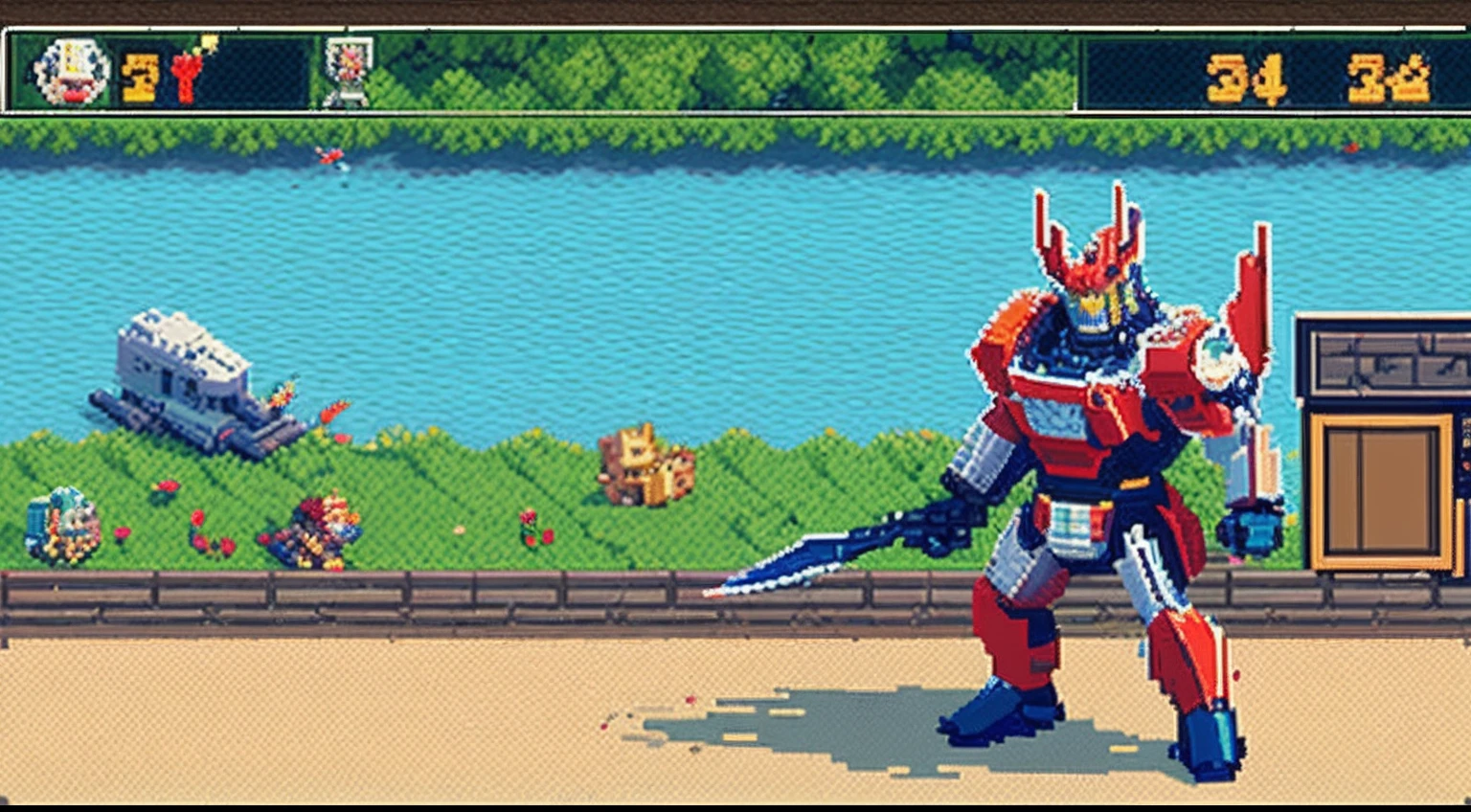 pixel game,character design,super mecha,All kinds of artillery, Pixel art #pixelart