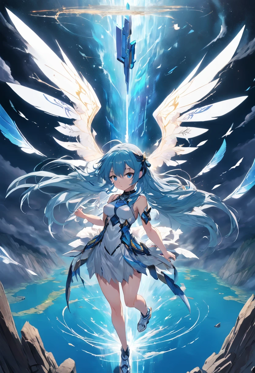 Gewitter, finstere Nacht, Angry young goddess of thunder in a sparkling dark blue fantasy moon armor with wings hovers in front of a lightning storm, ihre Augen leuchten grell, dark blue flashing wings, grelle Blitze und Funken, Anime Goddess of the Night, Unreal-Engine-Rendering + a goddess, 3-D-Rendercharakter Kunst 8 K, render of a cute 3d anime girl, Artgerm, 3D-Unreal-Engine, Anime sehr detailliert, 8k hochwertige detaillierte Kunst, Goddess of Thunder. Extrem hohe Detailgenauigkeit, photorealistic anime girl render, night goddess