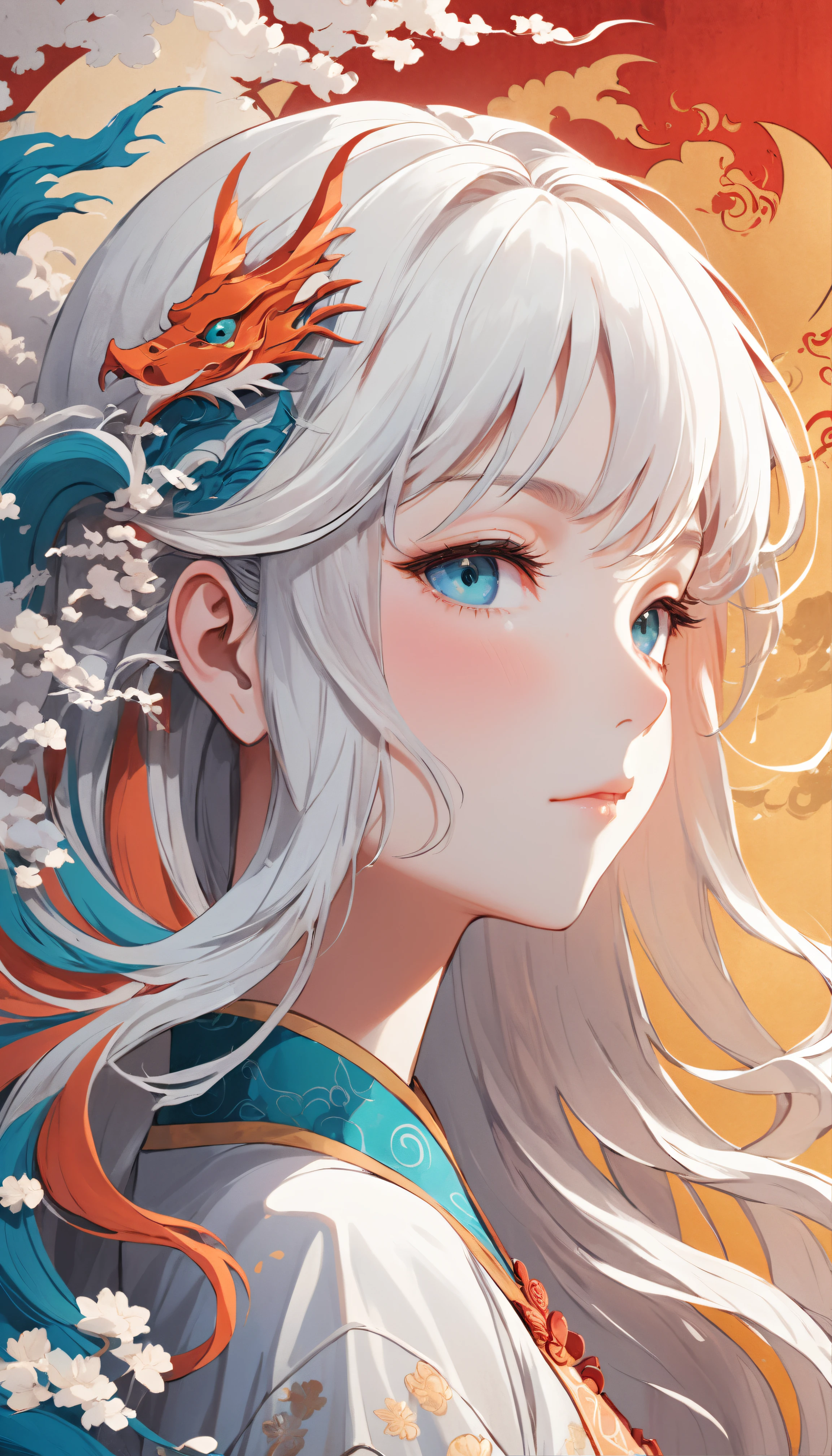 "(White background:1.4),(Silhouette of a girl's head, Eyes closed, colorfull long hair, Oriental elements),(Chinese illustration:1.3,paper art:1.3, Quilted paper art:1.2),(reasonable design, Clear lines, High sharpness, Best quality, The is very detailed, Masterpiece, movie light effect, 4K)"