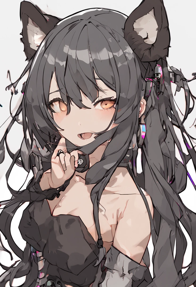 (tentacle), girl, long hair, black hair, hair ornament, swept bangs, ponytail, beautiful detailed eyes, naughty_face, saliva, blue eyes, half-closed eyes, breasts out, mole on breast, shorts under skirt, no bra, fishnet thighhighs, shoes , undressing, nipple_torture,