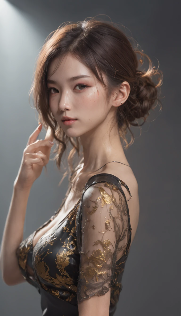 tits out、teaxs、Beautiful sexy asian woman, shoulder length messy hair, Black and gold PVC slip dress outfit, cheerfulness, Full body sexy beautiful anime gaifu style girl, an ultrafine painting, Luminism, art by Carne Griffiths and Wadim Kashin concept art, 4K 分辨率, Detailed bioluminescence in the fractal equidistant encyclopedia , a 3D render, rendering by octane, intricately details , Cinematic, trending on artstation Isometric Centered hyperrealistic cover photo awesome full color, handpainted , grittiness, Realistic Mucha , twists, hit definition , Cinematic,Rough sketch, Bold lines, On paper,、tits out、teaxs、
