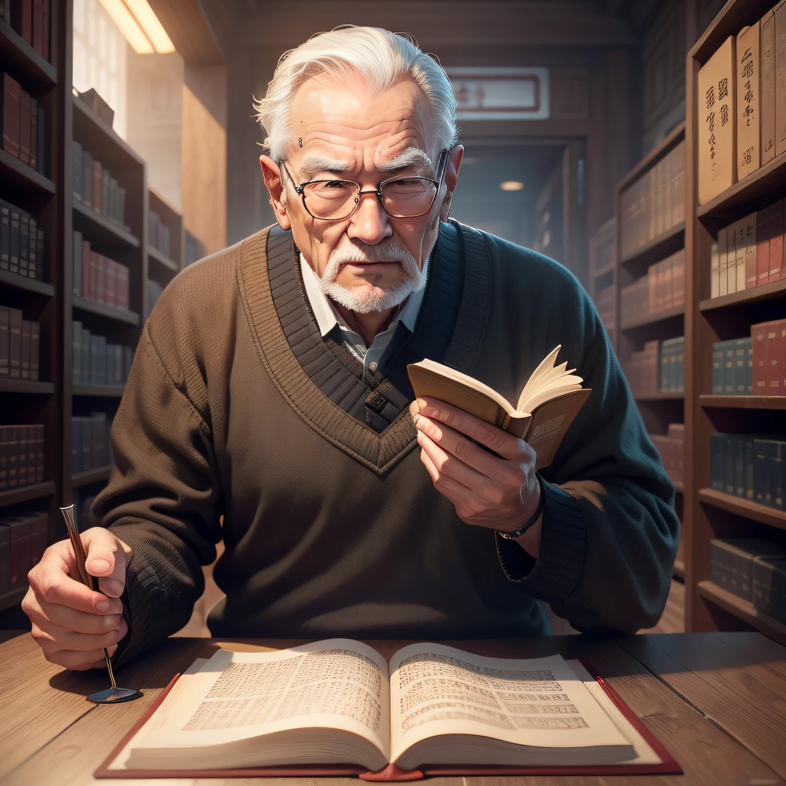 Scenario 1：library
-perspective：Bob stood in front of the library shelves，Think about books
- Medium view：Bob opened the ancient book，Eyes flicker
- Close up：Bob reads ancient books，A curious look appeared on his face

Scenario 2：The world of ancient books
-panorama：Bob is immersed in a mysterious ancient world
- Close up：Bob and the mysterious old man talk face to face

Scenario 3：Challenge one（Painting decryption）
-Features：Chinese characters in ancient paintings
- Medium view：Bob carefully observed the painting，Think about decryption methods

Scenario 4：Challenge two（The road to the peak）
-perspective：Bob stood at the foot of the mountain，The mountain is full of Chinese characters
- Close up：Bob analyzes Chinese characters，Find the correct path

Scenario 5：Challenge three（The mystery of the maze）
- Close up：Bob faces the maze entrance，Kanji surrounds it
-Features：Room kanji in a labyrinth
- Close up：Bob reads Chinese characters carefully，Make a choice

Scenario 6：Uncover the truth
-panorama：Bob holds the last clue，Think and reveal the truth
-Features：The form and meaning of Chinese characters

Scenario 7：end
- Medium view：Bob leaves the world of ancient books，Back to reality
-perspective：Bob excitedly shares his adventures with his friends