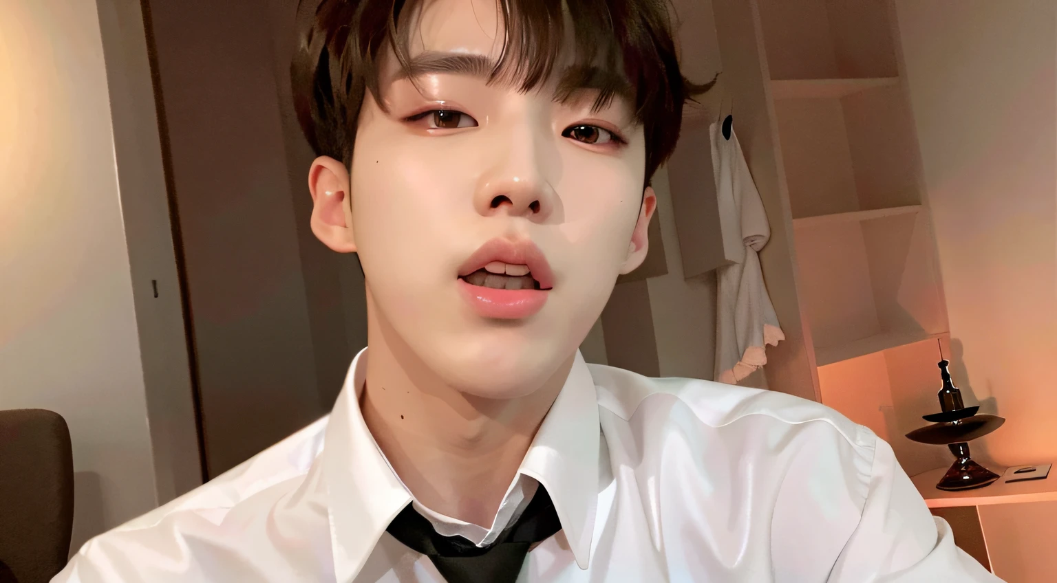 there is a man wearing a white shirt and a black tie, Kim Do-young, Shin Jinying, Cai Xukun, wan adorable korean face, sakimichan, Male Urzan, yanjun cheng, jinyoung shin aesthetic, inspired by Yanjun Cheng, headshot profile picture, ulzzangs, jaeyeon nam, Inspired by Bian Shoumin, hong june hyung