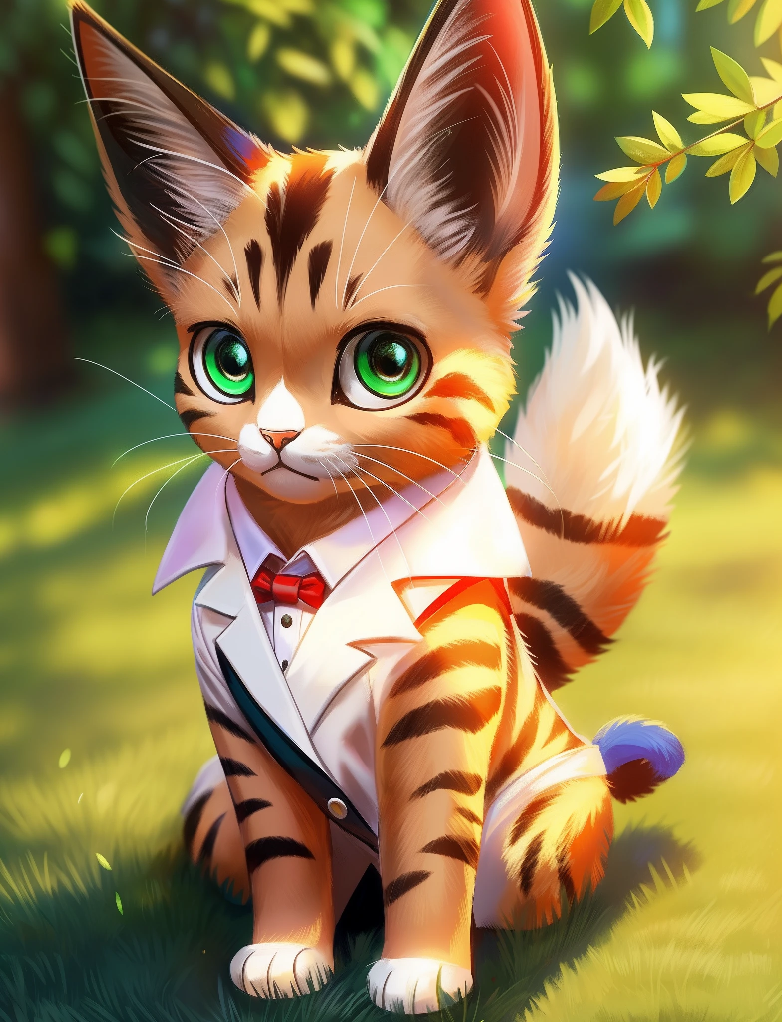 a cat wearing a suit and tie with green eyes, a stock photo by Hanns Katz, pexels, furry art, stockphoto, creative commons attribution, quantum