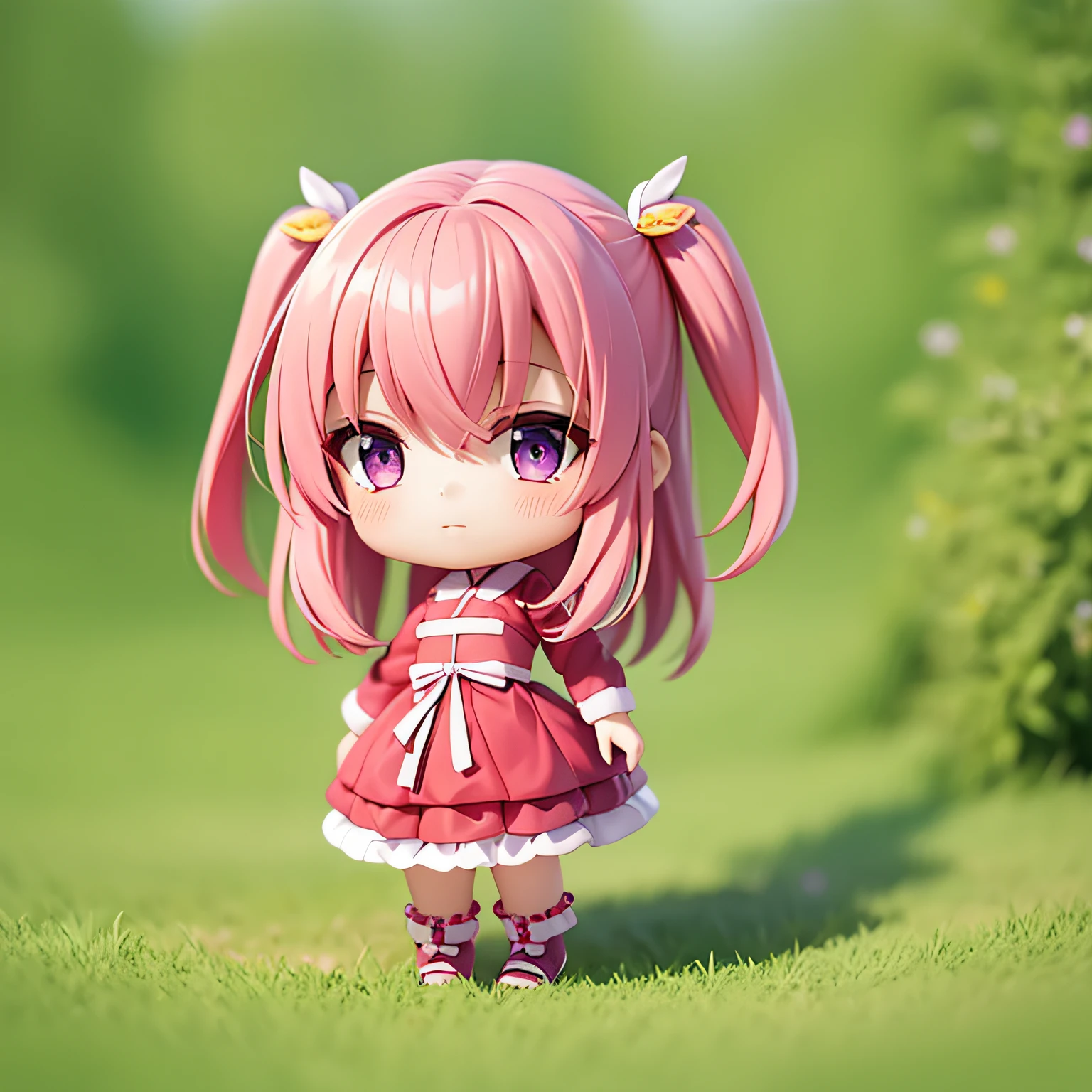 haruno sakura chibi, pink hair, purple eyes